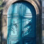 Exit Door - Closed Blue Wooden Door