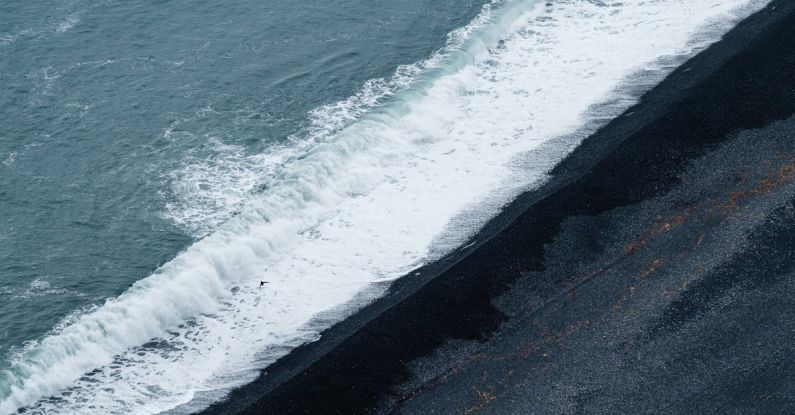 Disruption Wave - A black sand beach with waves crashing into it